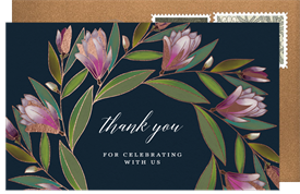 'Lily Magnolia Wreath' Wedding Thank You Note