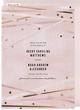 'Rose Gold Confetti' Wedding Save the Date