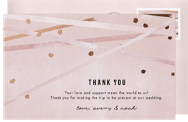 'Rose Gold Confetti' Wedding Thank You Note