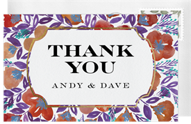 'Bold Blossoms Border' Wedding Thank You Note