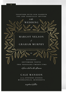 'Foil Leafy Frame' Wedding Invitation