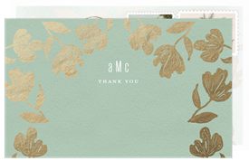 'Foil Florals' Wedding Thank You Note