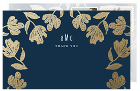 'Foil Florals' Wedding Thank You Note