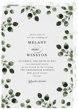 'Watercolor Foliage' Wedding Invitation