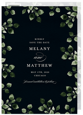 'Watercolor Foliage' Wedding Save the Date