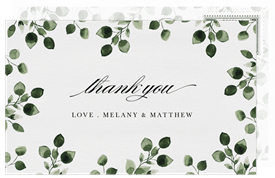 'Watercolor Foliage' Wedding Thank You Note