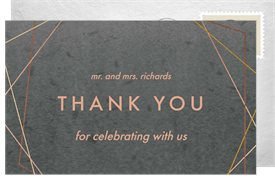 'Mixed Metal Lines' Wedding Thank You Note