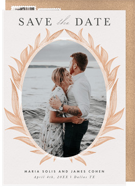 'Flourished Leaves' Wedding Save the Date