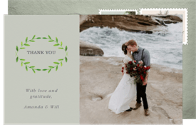 'Classic Laurel' Wedding Thank You Note
