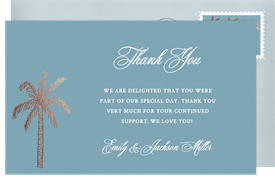 'Palm Tree' Wedding Thank You Note