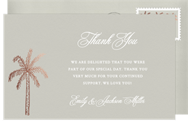 'Palm Tree' Wedding Thank You Note