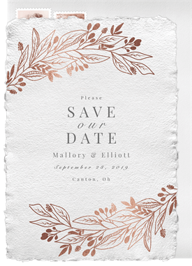 'Rose Gold Laurels' Wedding Save the Date