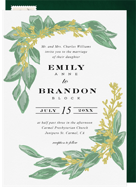 'Eucalyptus Bunches' Wedding Invitation