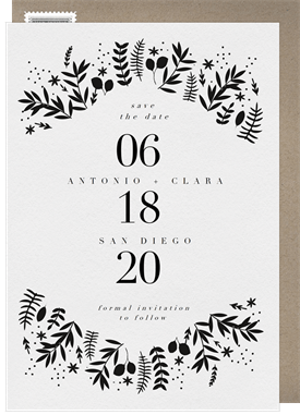 'Monochrome Florals' Wedding Save the Date