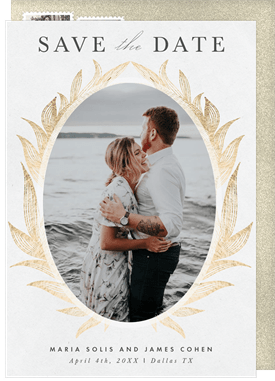 'Flourished Leaves' Wedding Save the Date