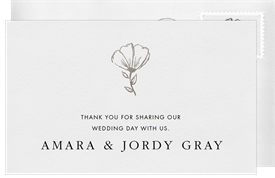 'Sketched Poppies' Wedding Thank You Note