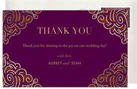 'Filigree Four Corners' Wedding Thank You Note