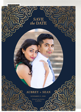 'Filigree Four Corners' Wedding Save the Date