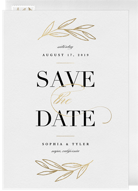 'Minimalist Foil Botanical' Wedding Save the Date