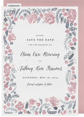 'Soft Floral Frame' Wedding Save the Date
