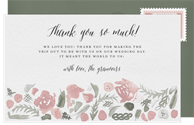 'Soft Floral Frame' Wedding Thank You Note
