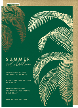 'Tropical Palm Fronds' Summer Party Invitation