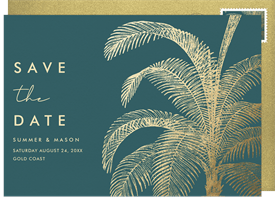 'Tropical Palm Fronds' Wedding Save the Date