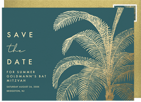 'Tropical Palm Fronds' Bat Mitzvah Save the Date