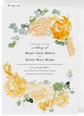 'Watercolor Peonies' Wedding Invitation