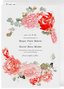 'Watercolor Peonies' Wedding Save the Date