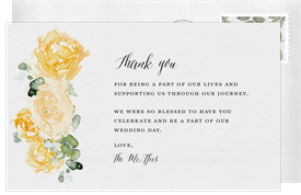 'Watercolor Peonies' Wedding Thank You Note