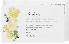 'Watercolor Peonies' Wedding Thank You Note
