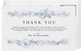'Floral Watercolor Bands' Wedding Thank You Note
