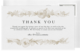 'Floral Watercolor Bands' Wedding Thank You Note