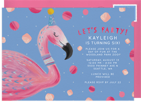 'Party Flamingo' Kids Birthday Invitation