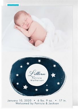'Moon and Stars' Birth Announcement