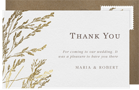 'Golden Grass' Wedding Thank You Note