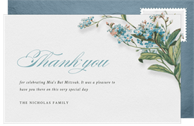 'Forget-me-not Romance' Bat Mitzvah Thank You Note
