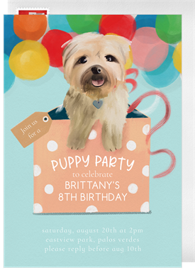'Party Puppy' Kids Birthday Invitation