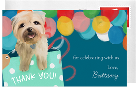 'Party Puppy' Kids Birthday Thank You Note