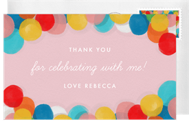 'Rainbow Balloons' Kids Birthday Thank You Note