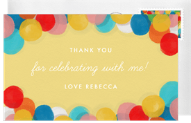 'Rainbow Balloons' Kids Birthday Thank You Note