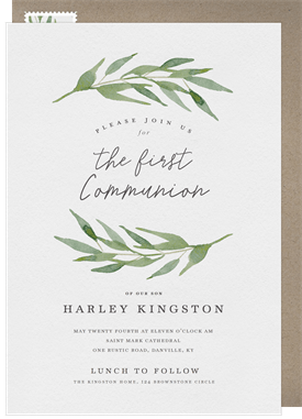 'Arched Branches' First Communion Invitation