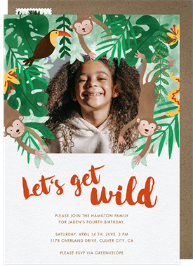 'Jungle Wild' Kids Birthday Invitation