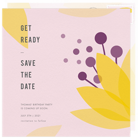 'Abstract Flower' Adult Birthday Save the Date