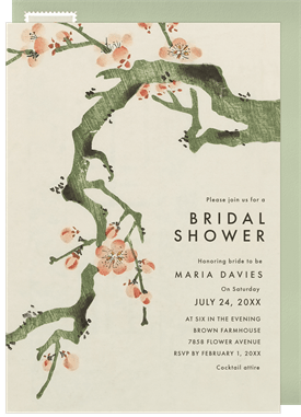'Spring Cherry Blossoms' Bridal Shower Invitation