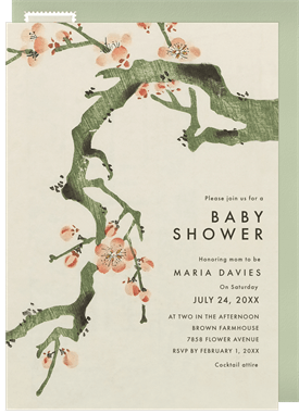 'Spring Cherry Blossoms' Baby Shower Invitation