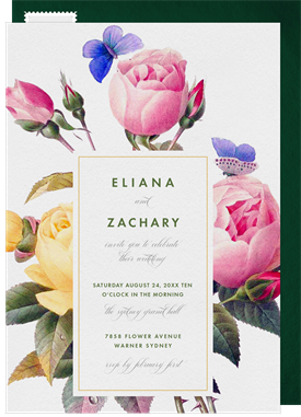 'Vintage Rose Bouquet' Wedding Invitation