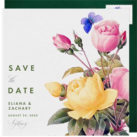 'Vintage Rose Bouquet' Wedding Save the Date