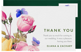 'Vintage Rose Bouquet' Wedding Thank You Note